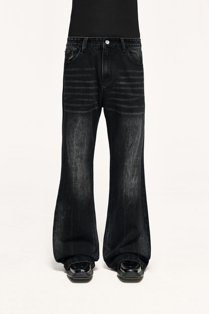 Washed Flare Denim Trousers