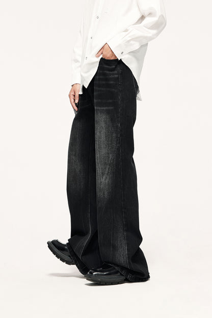 Washed Flare Denim Trousers